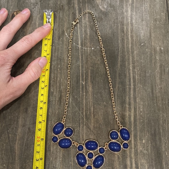 NEW! FLOWER Navy & Gold Statement Necklace - Picture 6 of 7